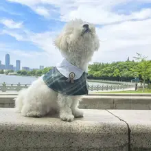 調整可能なペット用お手拭きカラー【チェック柄・マジックテープ・犬猫兼用】