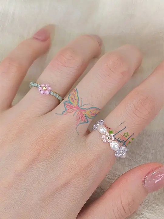 グラデーションバタフライタトゥーシール【防水・カラフル・指用】