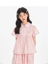 女児用 パフスリーブの襟付きトップス【夏用・デザイン性高い・可愛い】（セットアップ対応）