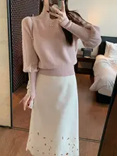 優雅な宮廷袖のカシミヤウールニット