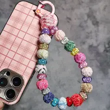 手首用スマホチェーン【ビーズ工芸・高級感・短丈・アウトドア用・防失落】
