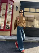 春用レース切替デザインのワイドストレートデニムパンツ【リメイク風・ゆったりフィット】