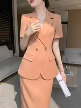 エレガントなデザイン！夏用短袖ワンピース風スーツ【高級感・女性用・職場向け】（セットアップ対応）
