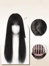 黒ピシっとストレートウィッグ【フルヘッド・エアリーバング・ナチュラルデザイン】