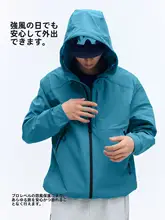 春用フード付きソフトシェルジャケット【防風・撥水性・軽量】