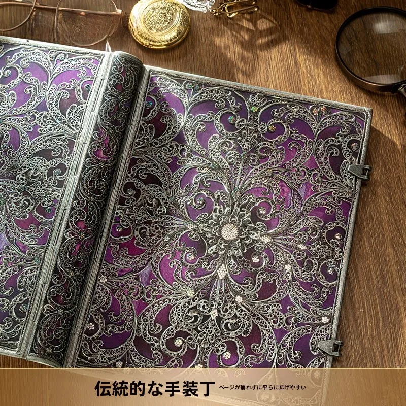 付録付き本とは？レトロデザインのノート【紫黒・古銀の窓花・厚手・高級文具】の実際の価値と使い方