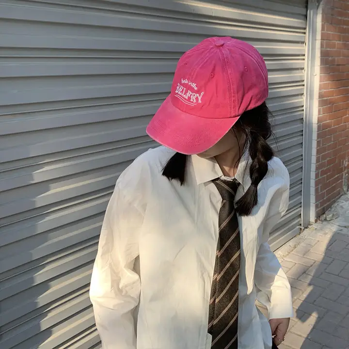 レトロウォッシュソフトピークキャップ【ピンク・春夏・UVカット・ベースボールキャップ】