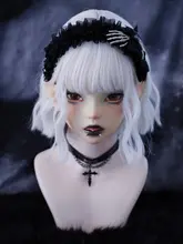 カチューシャ ハンド  メイド スカルモチーフ チュール フリル ゴシック ブラック