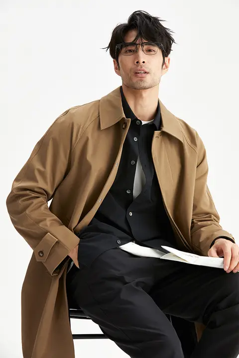 JSSD HOMME 春用 メンズトレンチコート【防水・ミドル丈】