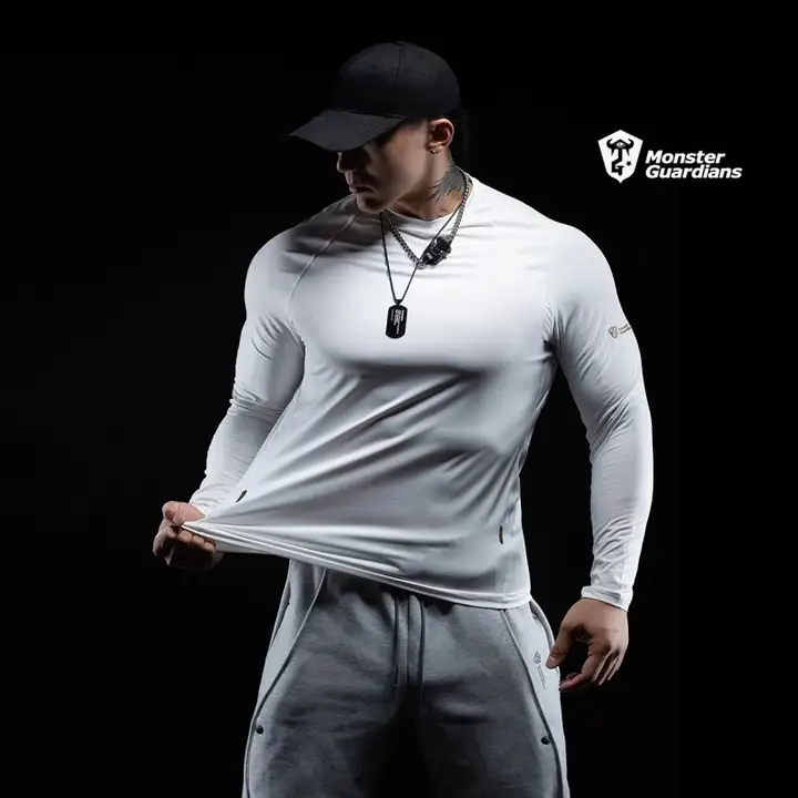 Monster Guardians メンズ 吸湿速乾透湿トレーニング長袖Tシャツ