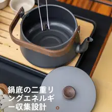 アウトドア広口水沸かしポット【アルミ製・木製ハンドル・軽量・キャンプ用】