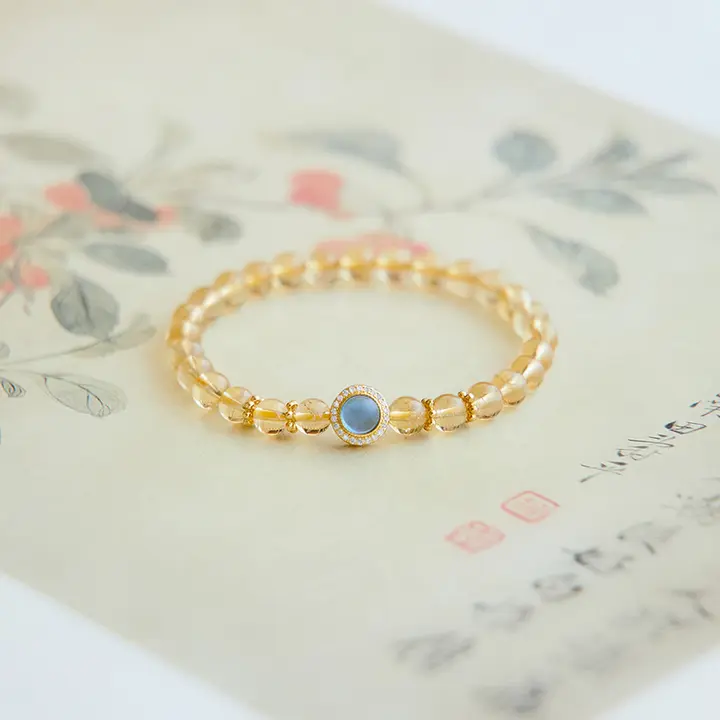 天然海水ブルーアクアマリンブレスレット【コレクション級・ブルークリスタル・ハンドメイド】