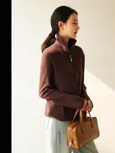 スタイリッシュな2重織りニットセーター【ウール・ウサギ毛・アルパカ毛使用・女性用】（セットアップ対応）