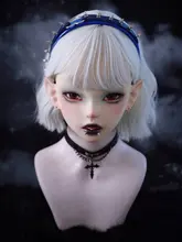 カチューシャ ヘアバンド ハンドメイド スタッド 合成皮革 ダーク サブカル ホワイト ブルー