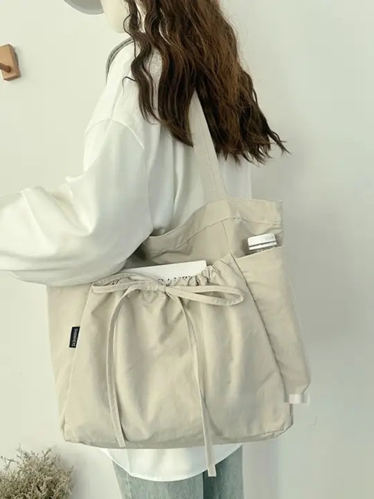 大容量トートバッグ【リボンデザイン・軽量・通勤・シングルショルダー】（セットアップ対応）