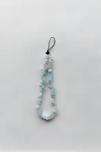 華やかな色合いのクリスタルスマホストラップ【紫色の宝石・多色の紅瑪瑙・緑の水晶】