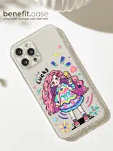 個性派ドゥードルヘアガール スマートフォンケース【iPhone対応・透明シリコン・耐衝撃】