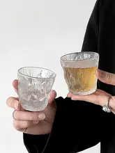 侘寂風 ミニグレイシャーカップ【家庭用・ガラス製・高級オフィス用・茶碗】