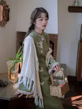 復古刺繍デザイン改良チャイナドレス風コート【加絨素材】