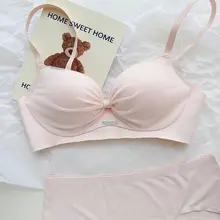 光沢のあるリボン付きスイートブレストップ【無痕・ノンワイヤー・女性用・ミニマルデザイン】（セットアップ対応）