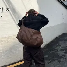 レトロデザインのショルダーサブトートバッグ【ユニセックス・通勤用・ダンゴ型】