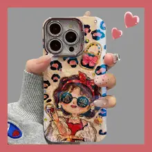 スマホケース レディース 油画風 豹柄 シリコン カメラレンズ保護 スタンド付き 耐衝撃 iPhone 16 15 14 13 Pro Max Plus 対応