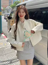 chic 米白色 立ち襟ショートジャケット レディース【春秋用・シンプルデザイン・おしゃれ】