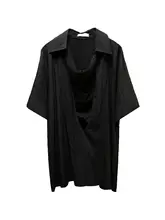 夏用カジュアルTシャツ【重ね襟・ゆったりフィット・個性的デザイン】