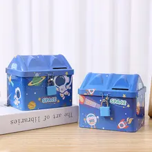 宇宙飛行士デザインの貯金箱【キッズ用・アニメスタイル・鉄製ロック付き】