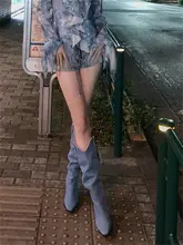 ロングブーツ【女性用・ハイヒール・西部風・スリムデザイン】