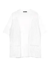 Tシャツ 半袖 メンズ カジュアル ストライプ ポケット 切り替え デザイン 日系 港風 個性