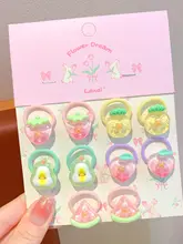 カラフルな果物と野菜デザインの子供用ヘアゴム【高弾力・女の子用・ヘアアクセサリー】