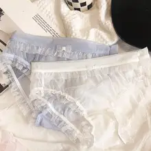 透明感のあるレース中低腰三角パンツ【無痕・速乾・通気性・コットン裆・女性用】