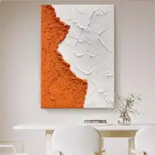 CM 手描き油彩 砂岩風 抽象オレンジ立体 壁掛けアート【現代的・厚みのあるテクスチャー】