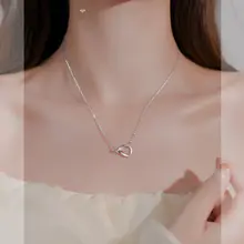 シンプルなダブルリングネックレス【夏用・女性用・デザインアクセサリー】
