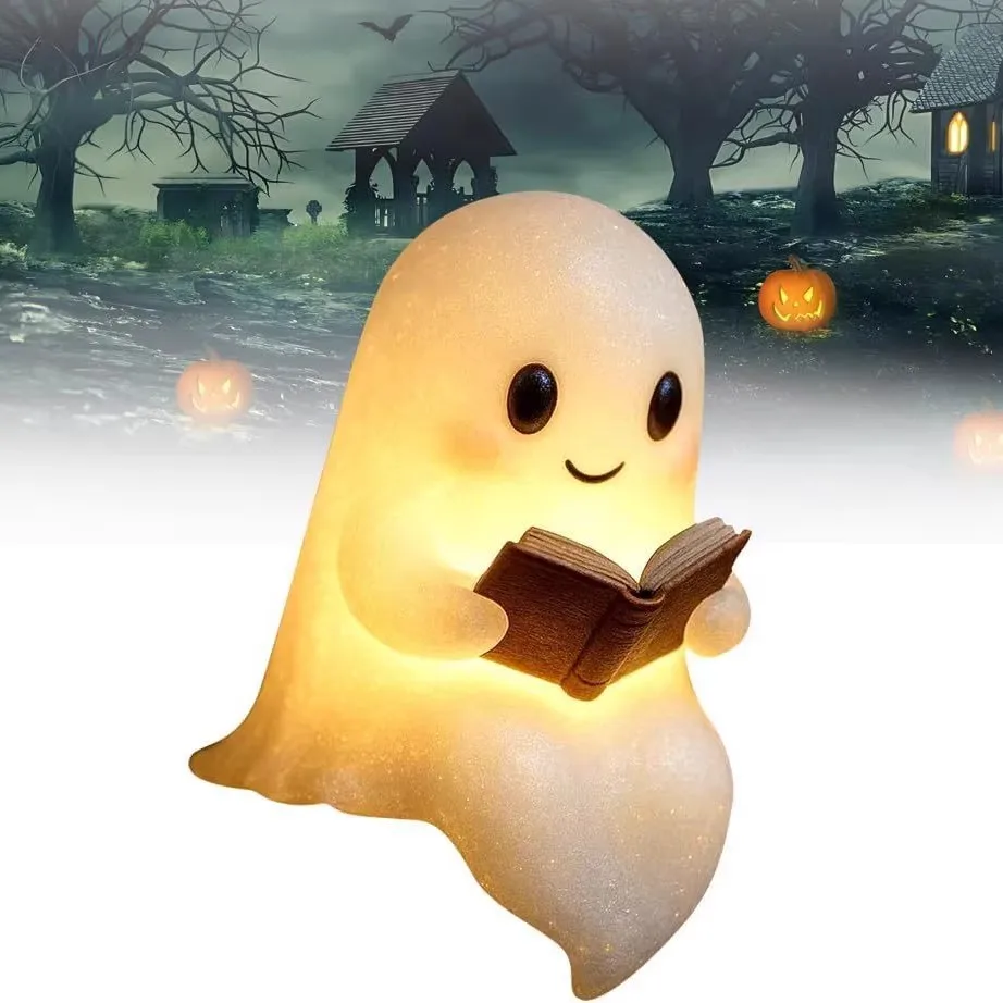 かわいらしいゴーストデザインの読書灯：ハロウィンリースとしての雰囲気灯の実用性とシーン別適用