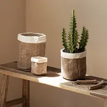 植木鉢 装飾/多肉植物/コンクリート麻袋のレトロな陶器/庭の装飾
