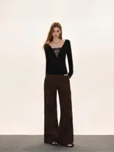 長袖Tシャツ レディース インナー レース切替 秋 フィット 着痩せ セクシー 大人可愛い