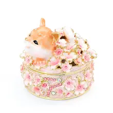 桜の柴犬デザインのジュエリーボックス【指輪やピアスの収納に最適・新婚祝いにも】