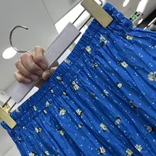 女性用ブルー花柄ハイウエストスカート
