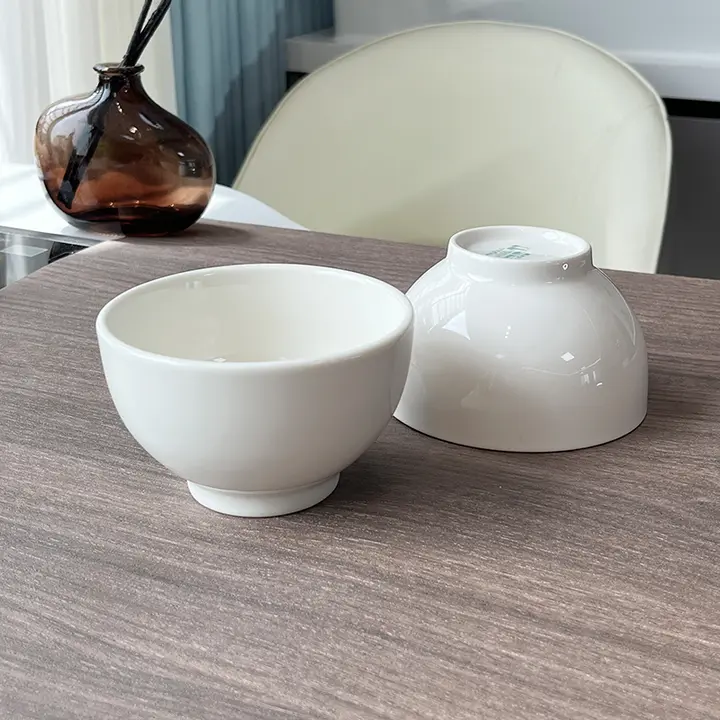 シンプルな白色 陶器製 米飯碗【4インチ・300ml・ベビー用・スープボウル】