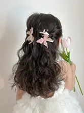 蝶のデザインの子供用ヘアクリップ【網状・側面クリップ・髪飾り】