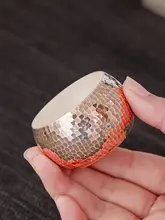 純 銀製 ティーカップ【大容量・槌目模様】