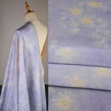 優雅な淡紫色の雪蓮プリント天使繊維シフォン生地の春夏用ドレス【透け感・子供用・漢服スタイル】