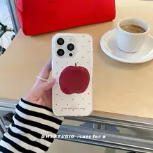 大孔デザインの赤いリンゴスマホスタンド【対応機種多数・インスタ風】