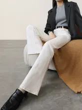 ホワイトフレアデニムパンツ【レディース・ストレート・春秋用】