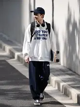 ヴィンテージ風 ゆったりとしたスポーツカジュアルパンツ【男女兼用・無地】