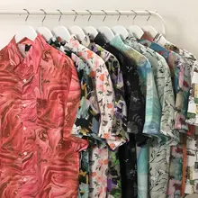 ヴィンテージ風 油絵プリント花柄シャツ【ユニセックス・ゆったりサイズ・半袖】（セットアップ対応）