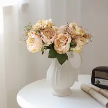 ブーケ 造花 ドライフラワー フラワーアレンジメント 秋色 アンティーク牡丹 インテリア リビング 卓上 デコレーション