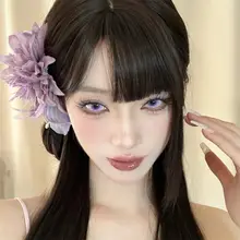ヘアクリップ フェザー アネモネ リリー フラワー パープル 上品 きれいめ フェミニン エレガント